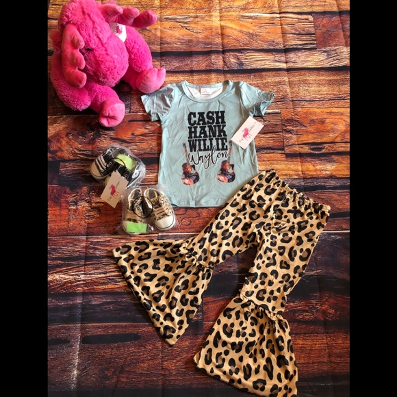 Girls Cash Hank Willie Waylon Top & Bell Bottoms
